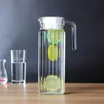 SIDS CREATION 1100ml (1 PC)Glass Water Jug with Plastic Lid & Handle | 1.1L Transparent Beverage Carafe for Home, Office, Etc. | Pitcher for Serve Water, Milk, , Beverage, Chaas, (Lining Jug)