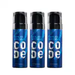 Wild Stone CODE Titanium No Gas Long Lasting Body Perfume Spray Spray Pack of 3 (150ml Each)