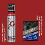 Gatsby Set and Keep Spray Super Hard Hair Spray Level 4, 250ml and Gatsby Detox Face Sheet Mask for Men and Women