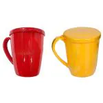 IDEAL PRIME Leak Proof BPA Free Double Wall Insulated Coffee Mug Combo Set With Lid 350 ml | Spill Proof Tea Cup Milk Mug Microwave Safe Tableware Pack Of 2