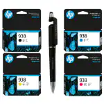HP 938 Black Cyan Yellow Magenta Original Ink Cartridge (Set of 4) With ITGLOBAL 3in1 Multi-Function Pen