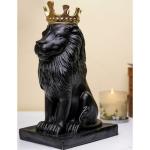 36 Gun Serve Sampaan -  Luxury Resin Lion Wearing a Crown Sculpture Royal Beast Showpiece Animal Sculpture Lion King Statue Collectible Figurine King of Forest Statue Sculpture for Home Decoration (Black)