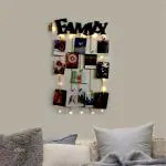 Vah Multicolor Family Ed Hanging Display Picture Frame Collage With Wood Clips And Led Light