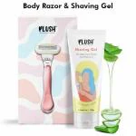 Plush Body Razor & Natural Shaving Gel with Aloe Vera & Vitamin E Extracts