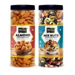 Kesu Nuttz Almonds & Mix Nut 100% Natural Premium Combo Pack of 2 (250x2) 500gm