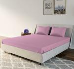 LIVING LEISURES Breathable Lilac Solid Cotton Bedsheet with Two Pillow Cover Set 2.24 x 2.54 m (Queen size)