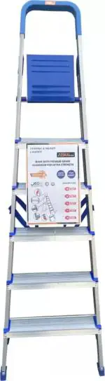 ESKAI INDIA 6 step (5+1) Blue Hybrid Heavy Duty Foldable Durable Wide Steel Ladder for Home and Kitchen | Aluminium, Steel, Plastic Ladder | With Platform