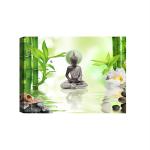 SHASWAT ART Buddha Idol in bamboos for Zen spa Canvas Painting for Living Room, Bed Room, Office, Hotels (46cm x 61cm)
