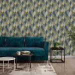 Asian Paints ezyCR8 Geometric Blue Printed Design Non-Adhesive Wallpaper for Home (53cm x 950cm)