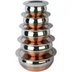 IM ENTERPRISE Steel Stainless, Copper Handi Pot Set with Lid 0.5 L, 0.8 L, 1.1 L, 1.6 L, 2 L (Pack of 5)