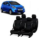 AUTO-SAFE Black, Silver Leatherette Car Seat Cover for Hyundai Eon Pack of 4