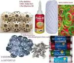 ARY&ASY 60 pcs rubber bands ,20 transparent buttons,20 dress/blouse hooks,6 pcs bobbin, 1 machine oil 4 pcs thread spool (150 m each) & 3 meter nada