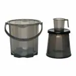 Regalo 3 Piece Plastic Bathroom Bucket, Mug and Stool Set( capacity 25Ltr)