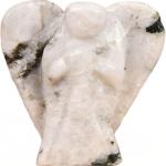 GAGZI Hand Curved Natural Beautiful Moon Stone Angel Gemstone Angel Pocket Guardian Angel Reiki Healing Stone Statue Positive Energy 2 inch