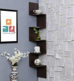UTEEZ Wooden Corner Zigzag Wall Shelf for Home Decor Wall Decor Living Room Decor Gifting Item