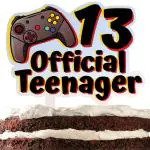Festiko 13 Official Teen Cake Topper Brown Video Game Gamepad Theme Decoration Boys Girls Thirteen Years Old Happy Birthday Party Decorations Supplies
