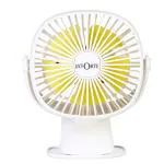 LA' FORTE Rechargeable Portable USB/Battery Clip Fan Stand & Handheld Fan with LED Lights (White)