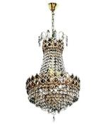 SHRI MAHAL ANTIQUES Round Crystals 300mm Incandescent Chandelier in Gold Finished for Home Décor Main Hall
