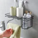 Kartunbox Black Black Bathroom Shelf Wall Hanging Storage Organizer
