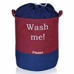 Craft Bazar Round Canvas Wash Me Quote Print Cotton 45 L Laundry Bag with Drawstring Closure and Handle Storage Basket Durable Collapsible for Dirty Clothes Foldable Bin for Clothes, Toy -(Set of 1)