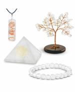 Reikved Clear Quartz Healing Crystals Set Kit Crystal Tree Good Luck Bracelet Orgone Pyramid Chakra Pendant (Pack Of 399)