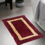 Faburaa Bathroom Mat for Outside Door, Used in Bathroom, Home (Radiance Square Maroon, 45x72 Cm)