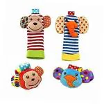 Neo Rising Solutions Baby Socks with Wrist Band Rattles. (4 Units, Style H: Animal)