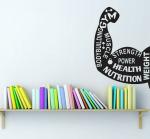 Lanstick Vinyl Black Gym Quotes With Biceps Image Self Adhesive Wall Sticker 24 inch