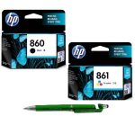 HP 860 Black & 861 Colour Original Ink Cartridge (Set of 2) With ITGLOBAL 3in1 Multi-Function Pen