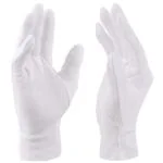 The beged 100% Cotton Gloves for Eczema, Selizo White Cotton Gloves for Women Dry Hands, Moisturizing Cosmetic Night Gloves for Eczema, Dry Hands Moisturizing, Sensitive Irritated Skin Spa Therapy Secure Wristb