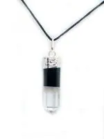 Astroghar Black Tourmaline And Clear Quartz Base Metal Crystal Black Pendant For Men And Women