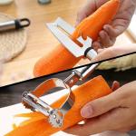 AASHRO MALL Silver Stainless Steel Double Julienne And Vegetable Peeler (Combo Of 2)