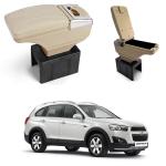 Oshotto PU Leather AR-01 Car Armrest Console Box Compatible with Chevrolet Captiva - Beige