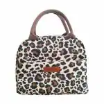 House of Quirk Insulated Reusable Lunch Bag Tote Bag for Women Printed Lunch Bag for School Picnic Office Outdoor Gym (Large A, Leopard)