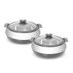 JAYPEE Glasserol Twin Casserole (800+800) | Set of 2 Casserole |Small Casserole | Insulated Inner Stainless-Steel Casserole ml BPA Free Black