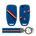 Keyzone striped key cover and Keychain fit for : Zest, Bolt, Tigor, Tiago, Hexa, Zica, Safari Storme, Nexon, Harrier flip key (KZS-13,KZS-Keychain)