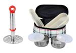 URBAN BUY Stainless Steel Pav Bhaji Masher with 3 Pcs Bag Lunch Box and Multicolour, Pack of 2