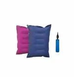 SHIVAM CART Sleeping Inflatable Air Pillow Soft Comfort Ultralight Portable Neck Pillow Flight Bus and Office for Men and Women with Air Pump (Multi Color) (Pack of 2)