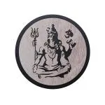 Teak Wood Grey Wood Lord Shiva Wall Hanging Art With Grey Background Symbol For Mandir And Entrance