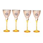 ROYALSTUFFS Set Of 4 Handmade Royal Brass Wine Glass | Champagne Cocktail Glass for Home, Clubs, Restaurants (Brass)