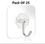 SHOPITECH 25PCS Adhesive Hooks Heavy Duty Wall Hooks Self Adhesive Hooks Large Plastic Hooks Stick On Transparent Waterproof Hooks for Home Kitchen Bathroom Office
