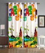 Riftree Polyester Kids favourito Character Digital Print Window Curtains for Kids Room & Living Room Pack of 2 Pieces(ABC, 4 x 5 FEET)