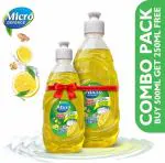 Micro Defence Dish Wash Liquid| Plant Based| Remove 3X Grease & Stains| Skin Friendly Dish Cleaning Gel