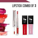 Red 4 Non transfer red and nudecolor liquid lipstick pack of 2 + 2in1 lip duo red lipstick pack of 1