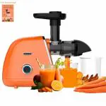 SOLARA Slow Juicer Cold Press Juicer | Easy Clean Slow Juicer Cold Pressed Juice Extractor |Slow Juicer for Fruits & Vegetables | 2 Speeds + Reverse Function Masticating Juicer | Recipes Incl | Orange