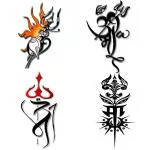 Temporary Tattoowala Maa Trishul Black Trible Designs Combo Pack of 4 Temporary Tattoo Sticker For Men and Woman Temporary body Tattoo