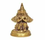 Idol Collections Gold Brass Garuda Idol Statue Lord Vishnu's Vehicle, 5.5 Inch
