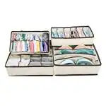 KARTUNBOX Foldable Beige Rectangular Fabric Storage Box (34 X 31 X 4 Cm) (Set Of 4)