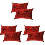 Divvay Homes Floral Pillows Cover (Pack of 6, 69 cm*46 cm, Red)