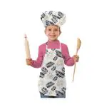 Oasis Home Collection Cotton Eye-Catching Printed Kid Apron With Chef Cap - Gold Leaf - 1 Apron & 1 Chef Cap